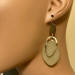 Edgy gold tone drop earrings